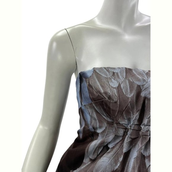 Vintage Runway 2005 Prada Feather Print Silk Taffeta Dress Italian 42 - US 6 - Picture 4 of 9